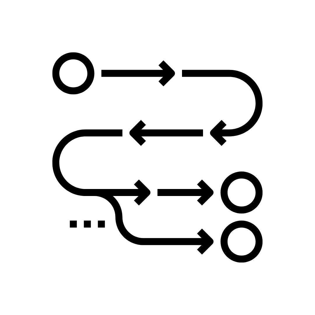 Path icon with multiple directions symbolizing Scott E. Burgess speaker request - choose signature talk, add labs, and tailor content to your event.