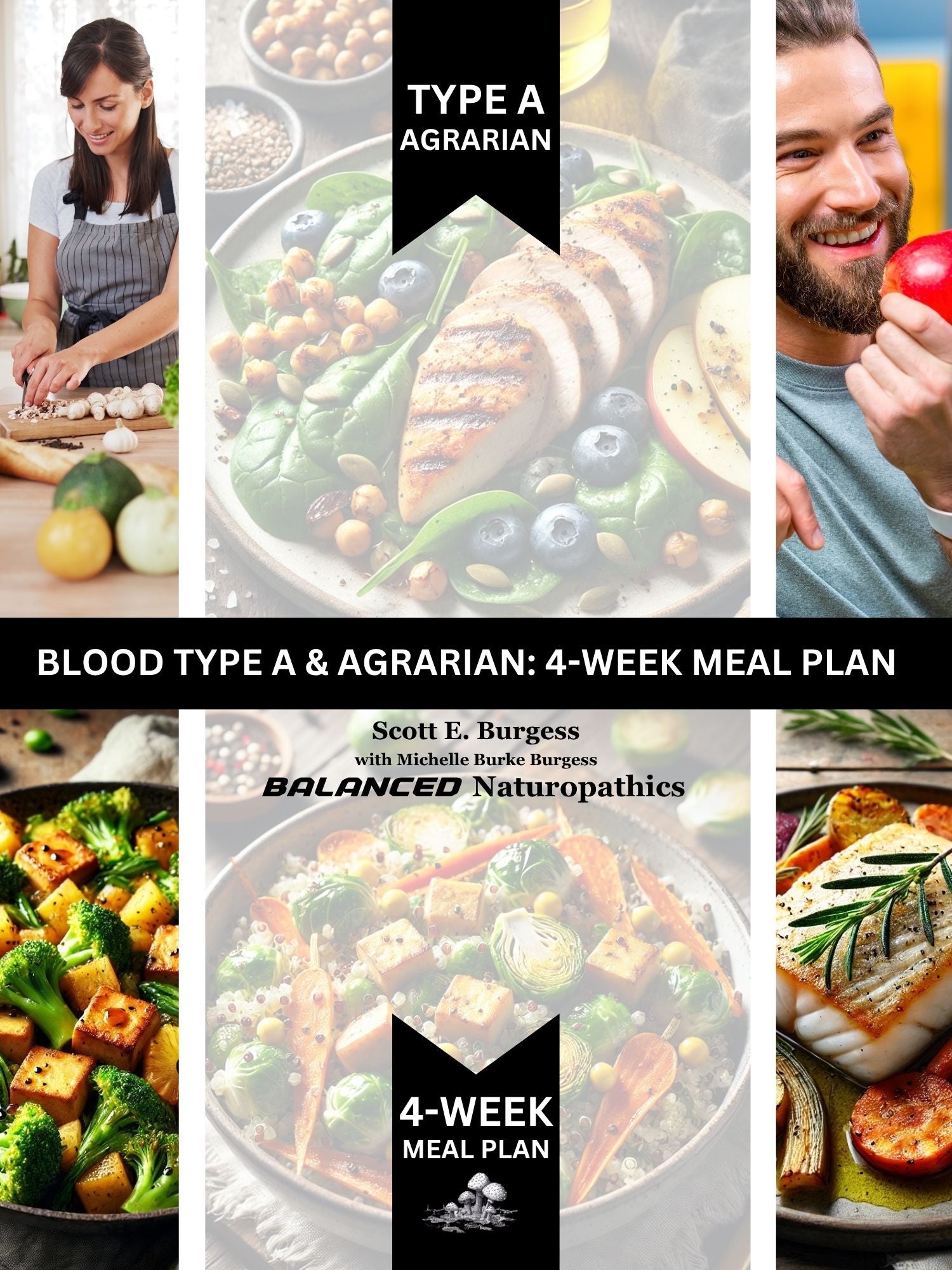 Cover of Blood Type A 4-Week Meal Plan by Scott and Michelle Burgess, 122-page PDF or paperback