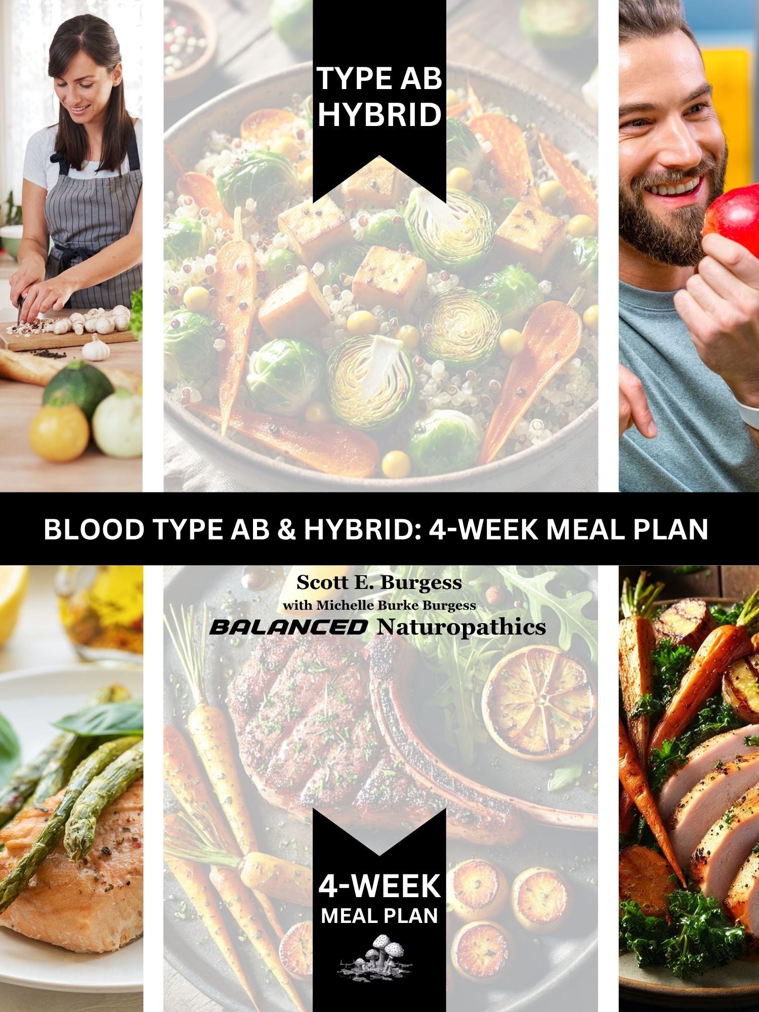Cover of Blood Type AB 4-Week Meal Plan by Scott and Michelle Burgess, 122-page PDF or paperback