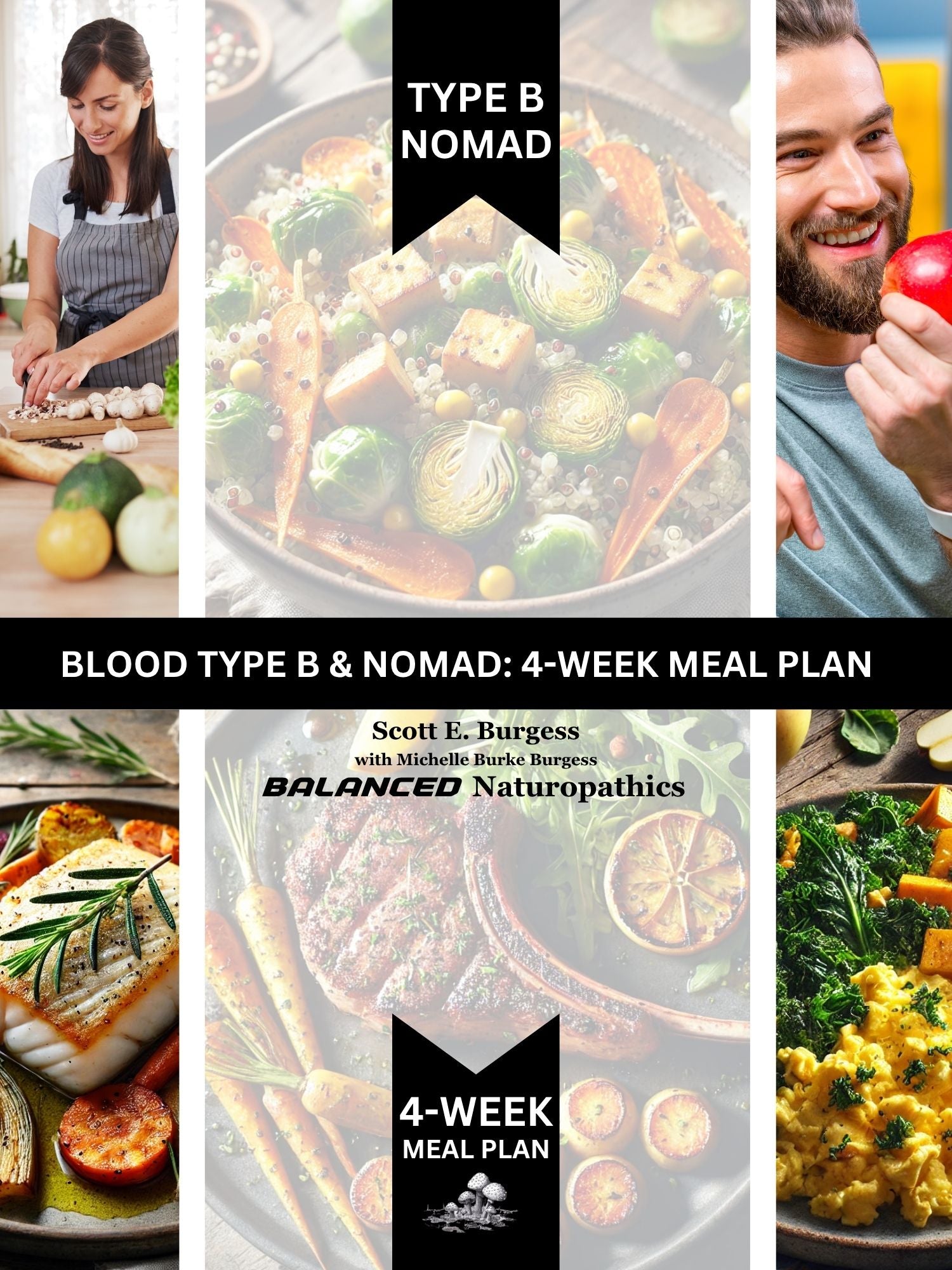 Cover of Blood Type B 4-Week Meal Plan by Scott and Michelle Burgess, 122-page PDF or paperback